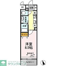 PLUM　VILLAGE 2階1Kの間取り