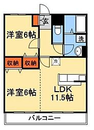 ベルツリー 3階2LDKの間取り