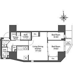 コンフォリア・リヴ木場 13階2LDKの間取り