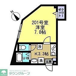 AJ小岩NorthI 2階1Kの間取り