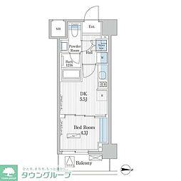 パークアクシス東陽町レジデンス 2階1DKの間取り