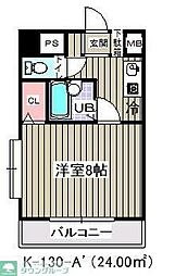 ウェルフェア富浜 2階1Kの間取り