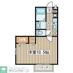 グレイスピーチ 2階1Kの間取り