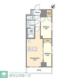 グランカーサ西葛西 5階2LDKの間取り