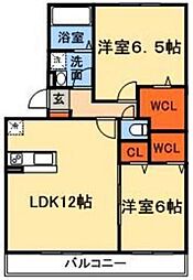 フォレストパル 2LDKの間取図画像