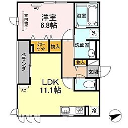クリア南砂 1LDKの間取図画像