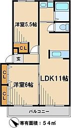 メゾンドールK 2LDKの間取図画像