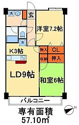 アウラ10 2LDKの間取図画像