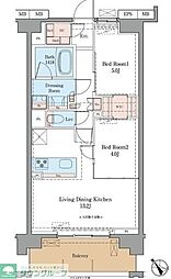 江戸川区松江2丁目マンション 2LDKの間取図画像