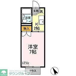 ヴィラ中山A 1Kの間取図画像