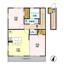 ミ・カーサ 2LDKの間取図画像