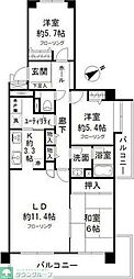 テラス本八幡 3LDKの間取図画像