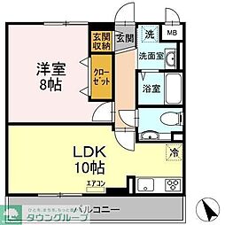 ロイヤルパレス市川 1LDKの間取図画像