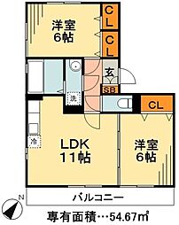 ステラウノ 2LDKの間取図画像