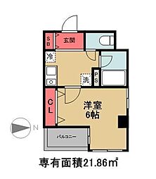 ラ・エテルノ大島ウーノ1 1Kの間取図画像