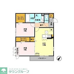 ルアナ 2LDKの間取図画像