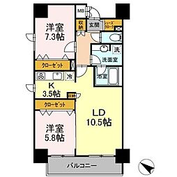 TECGreenResidence 2LDKの間取図画像