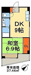 関寅ビル第一 1DKの間取図画像