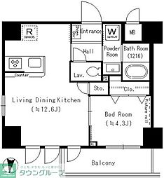 YUNOARTKAMEIDO 1LDKの間取図画像