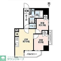プレール・ドゥーク菊川駅前 2LDKの間取図画像