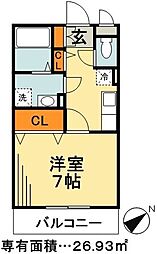 グランフィールド3 1Kの間取図画像