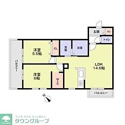 CasaForestale-B 2LDKの間取図画像