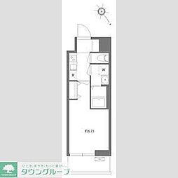 ケーディエックスレジデンス原木中山 1Kの間取図画像