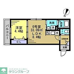 市川市相之川1丁目アパート 1LDKの間取図画像