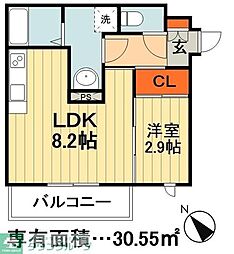 カーサグランデ本八幡 1LDKの間取図画像
