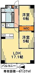 ラプリマグランデ 2LDKの間取図画像