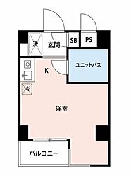 ユーコート本八幡 ワンルームの間取図画像