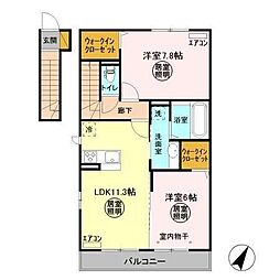 イーリスガーデン 2LDKの間取図画像