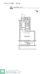 プライムアーバン亀戸 1Kの間取図画像