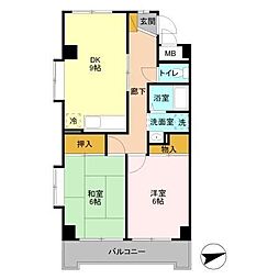 メンションロータス 2DKの間取図画像