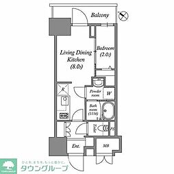 レフィールオーブ南行徳駅前 1LDKの間取図画像