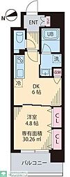 ルカナル門前仲町 1DKの間取図画像