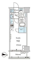 パークアクシス木場キャナルウエスト ワンルームの間取図画像