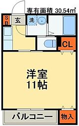 プラムハイツ 1Kの間取図画像