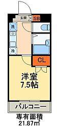 アジリア浦安 1Kの間取図画像