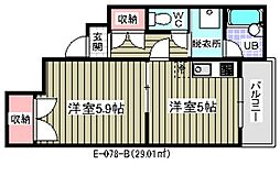 バーデンハイムマサキ 1DKの間取図画像