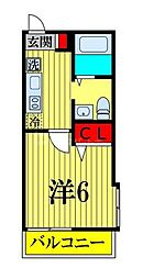 WALEA 2階1Kの間取り