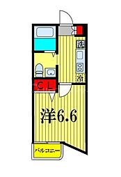 WALEA 3階1Kの間取り