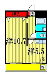 昭和コーポB棟 3階1LDKの間取り