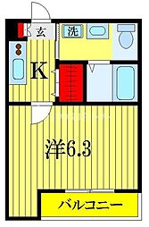 ヴェレタ津田沼 2階1Kの間取り