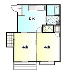 グリーンハウス谷津 1階2DKの間取り