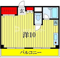 ベラルーサ11番館 2階ワンルームの間取り
