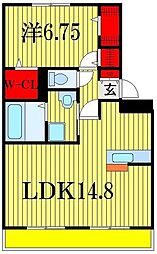 クロシェットB 1階1LDKの間取り
