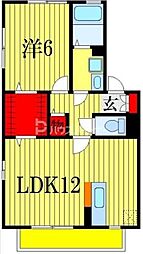 スプリングコート 2階1LDKの間取り