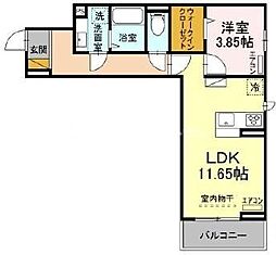 メゾン真砂 2階1LDKの間取り