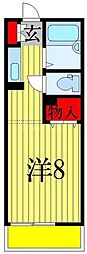 JR総武線 東船橋駅 徒歩11分の賃貸アパート 2階ワンルームの間取り
